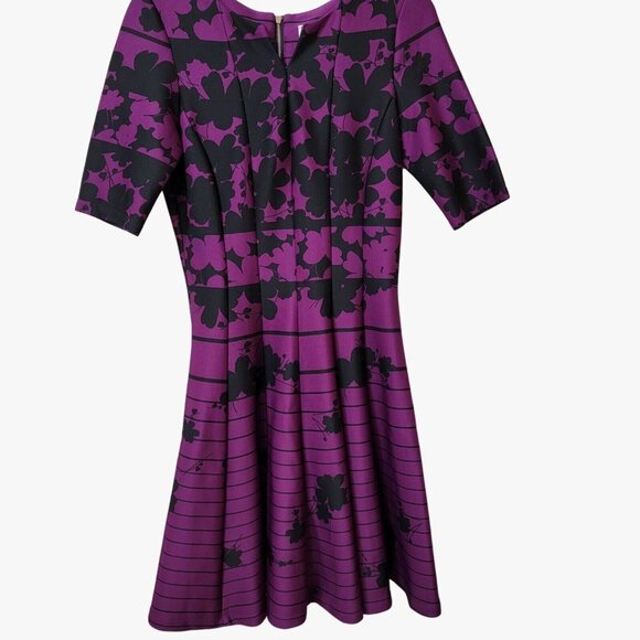 Julian‎ Taylor Womens Size 8 Purple & Black Floral Print Dress - Picture 1 of 10